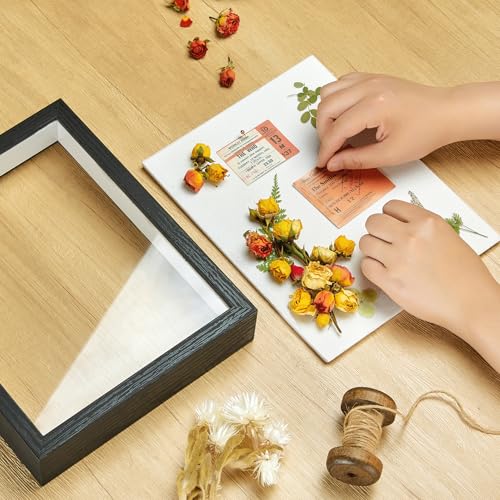 8x10 Black Shadow Box Frame with Real Glass Panel & Linen Backing