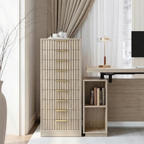 9-Drawer Vertical File Cabinet, Wooden Storage Organizer for Home Office