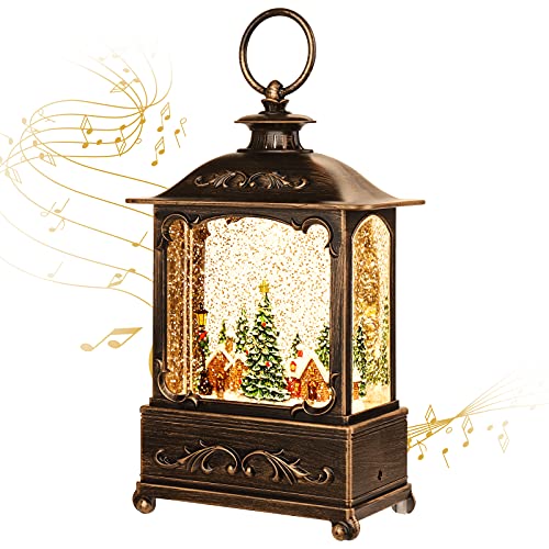 Forest House Christmas Snow Globe Lantern with Music & USB Power