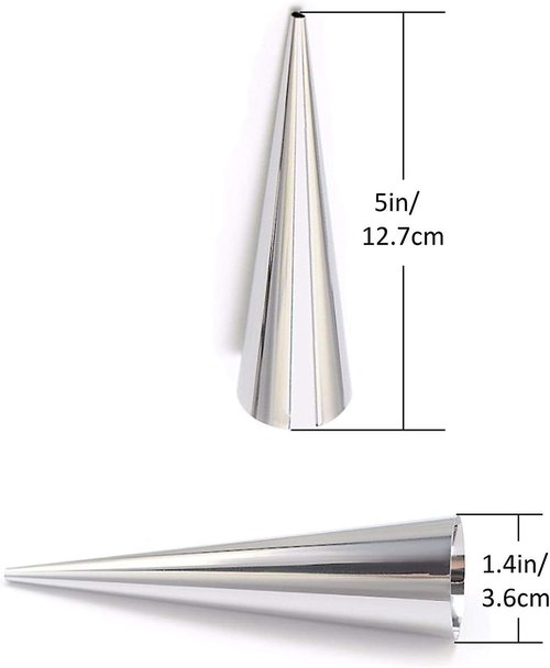 Joyeee Stainless Steel Pastry Cream Horn Molds - 10 Large 5-Inch Cannoli Tubes for Baking