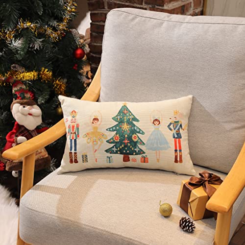Merry Christmas Throw Pillow Cover 12x20 Inch Nutcracker Winter Holiday Decor A2