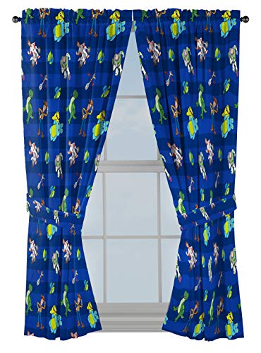 Kids Character Window Drapes - 4-Piece Curtain Set with Tiebacks, 63 Inch