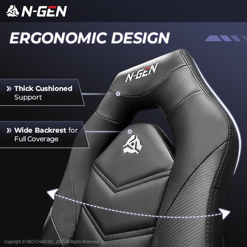 Ergonomic Gaming Chair with Flip-Up Arms and Lumbar Support - Jet Black