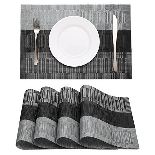 Woven Vinyl Placemats Set of 4 - Heat-Resistant Washable Table Mats