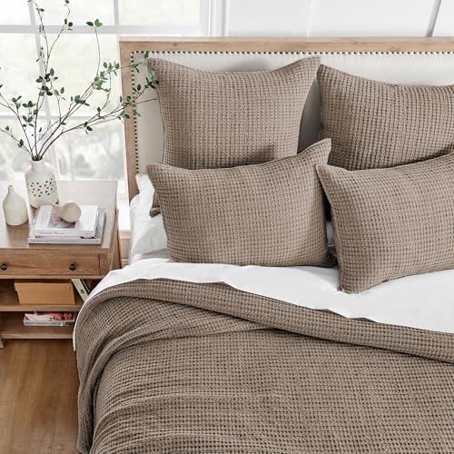 Levtex Home Mills Cotton Waffle King Bedspread Set with Shams - Cocoa