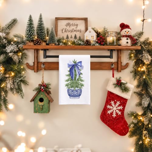 Blue Chinoiserie Christmas Kitchen Hand Towels 16x24 — SPBL&L (Holiday Decor)