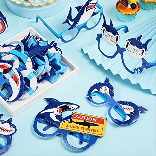 32-Piece Shark Paper Eyeglasses Party Favors for Kids Ocean Photo Props