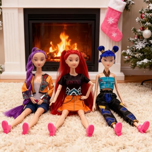 HIDLY 2025 Korean Idol Dolls Set with Trendy Outfits - 3PCS Gift for Kids