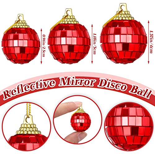 24 Pcs Mini Hanging Disco Balls - 1.18" Reflective Mirror Party Ornaments