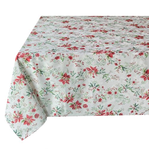Nostalgic Poinsettia Tablecloth - Red, 60x104 Inches Rectangular Variation