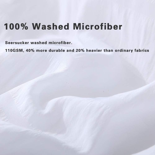 AveLom King White Duvet Cover Set - Ultra Soft Seersucker Microfiber, 3 Pieces with Zipper Closure & Corner Ties (104 x 90 Inches)