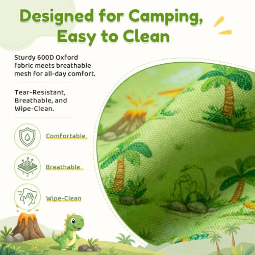 Kids Folding Camping Chair with Dinosaur Print and Carry Bag
