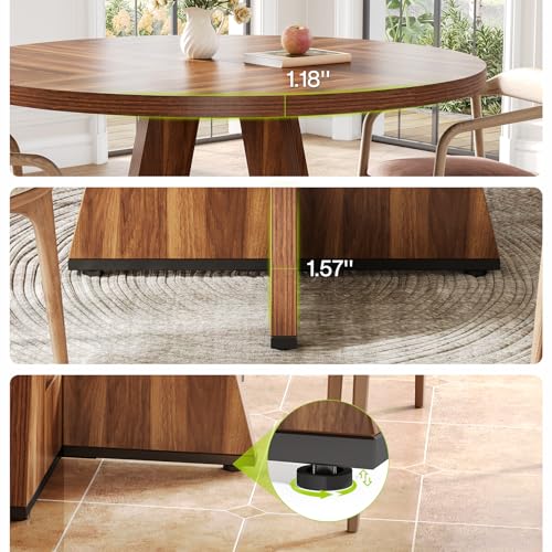 47-Inch Round Dining Table with Wooden Pedestal Base for 4-6 People