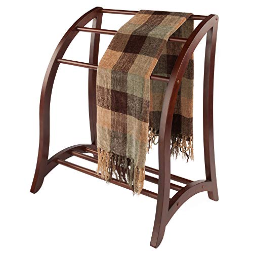 Winsome Wood Quilt Rack with 3 Rungs - Antique Walnut Storage Stand