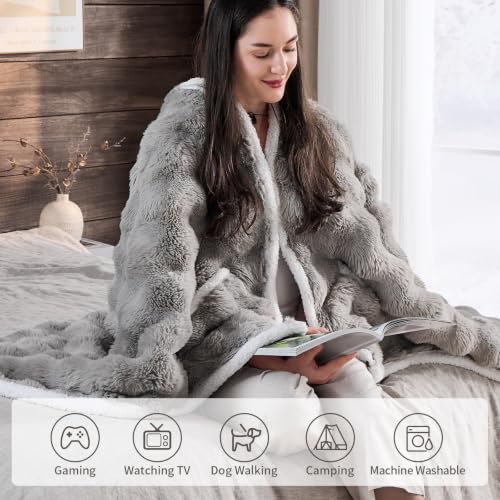 IFNOW Wearable Blanket with Sleeves for Women, Oversized Snuggle Robe - Lightgrey-4070