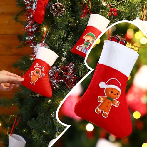 Mini Christmas Stockings Bulk Pack, 6.7 Inch Holiday Tree Decorations