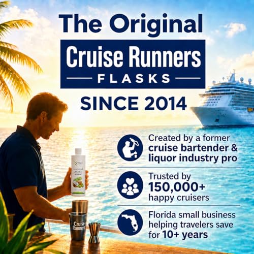 Cruise Runners Hidden Liquor Flasks - 2x17.3oz Discreet Shampoo Bottles for Cruise, Travel & Parties