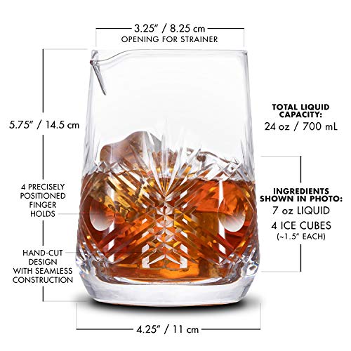 Hand Cut Cocktail Mixing Glass - 700mL Seamless Professional Barware