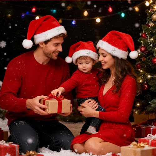 Unisex Velvet Santa Hat for Christmas & Holiday Parties - Adult Xmas Costume Accessory