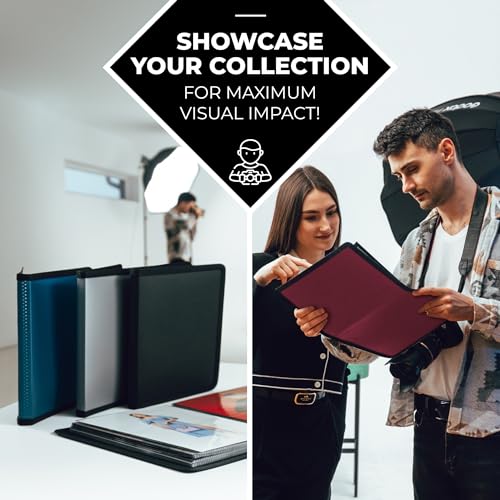 8x10 Photo Album and Art Portfolio Book, 24 Clear Sleeves, Black