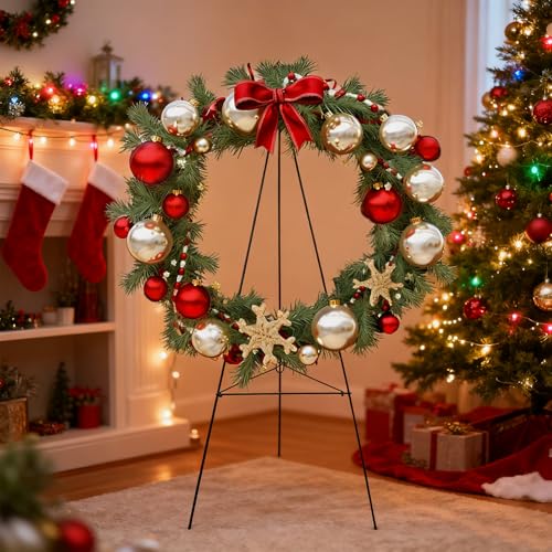 30-Inch Metal Christmas Wreath Stand and Grave Easel Holder (2-Pack)