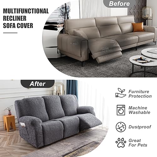 Recliner Sofa Slipcover 5-Piece Stretch Cover for 3-Seat Couch