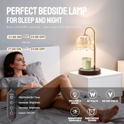 Electric Candle Warmer Lamp with Dimmer & Timer, Height Adjustable Wax Lamp