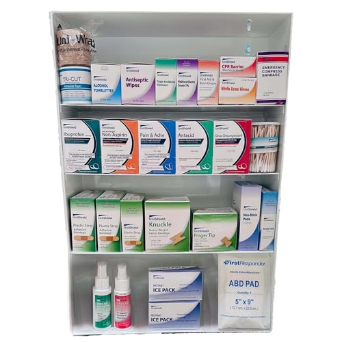 4-Shelf Metal First Aid Cabinet, OSHA Class B Wall Mount Medical Storage