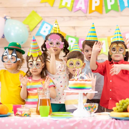 24-Piece Cartoon Puppy Paper Glasses and Masks - Birthday Party Photo Props