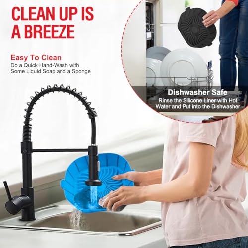 Xabzhzn Blue & Black Silicone Air Fryer Liners for 2-3 Qt Small Air Fryers - Reusable Non-Stick Basket Set