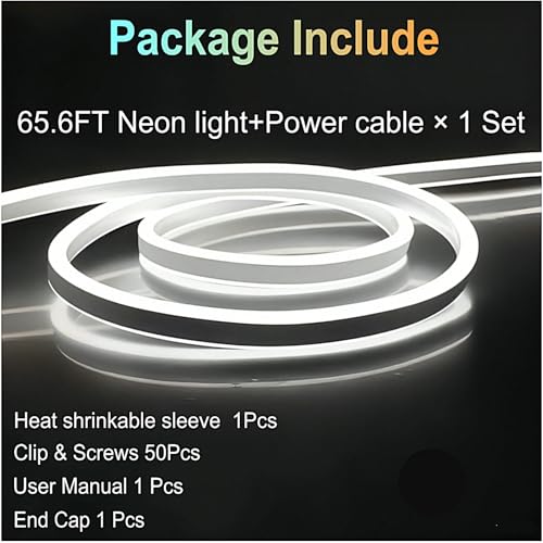 65.6ft LED Rope Lights - Waterproof Outdoor Bright White Neon Strip Lighting