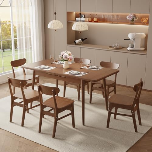 Solid Wood Extendable Dining Table, 47.2 to 63 Inch Expandable Kitchen Table