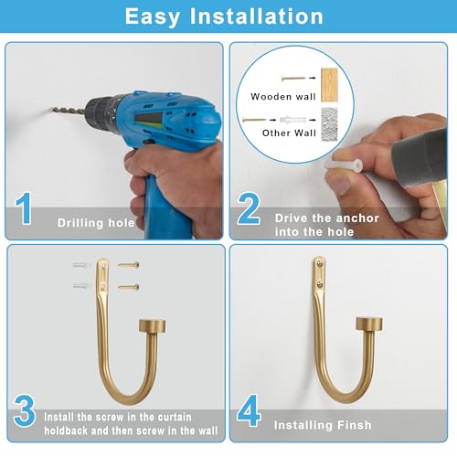 Metal Curtain Holdbacks – Minimalist Decorative Wall Hooks for Drapes