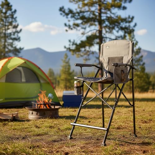 Extra Tall Folding Camping Chair, 350lb Capacity Portable Director Chair