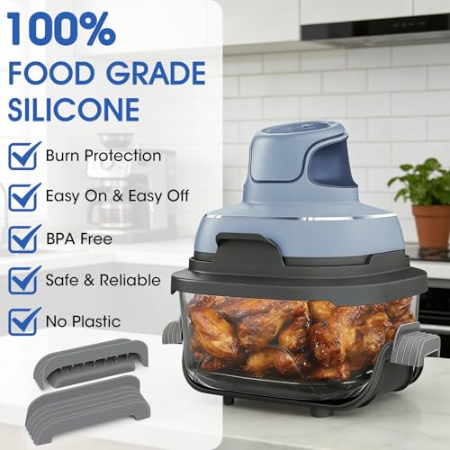 2 Pack Silicone Heat-Resistant Handle Covers for Glass Air Fryer Pots