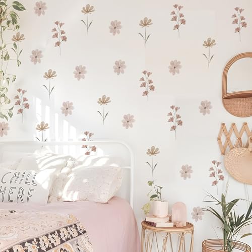 Boho Daisy Flower Wall Decals - 84 Pcs Peel and Stick Floral Stickers