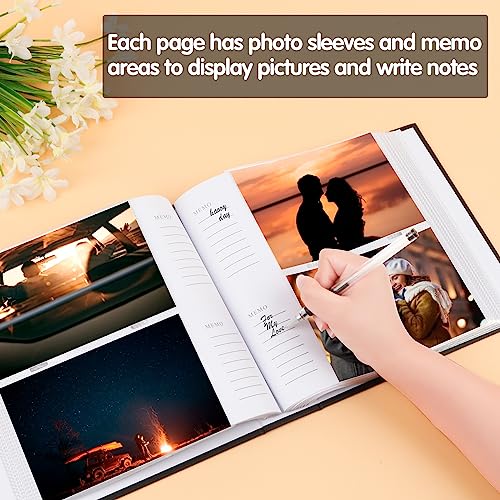 4x6 Photo Album with Writing Space - 240 Capacity PU Leather Keepsake Book
