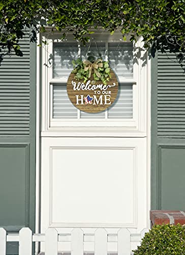 Interchangeable Welcome Sign Front Door Wreath - 12-Inch Rustic Wood Decor