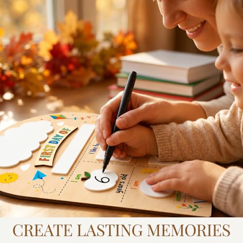 Reusable First and Last Day of School Sign - 12" x 10" Wooden Chalkboard
