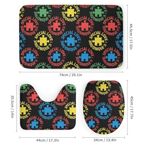 Autism Awareness Puzzle Heart 4-Piece Shower Curtain & Bath Mat Set