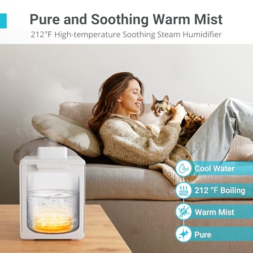 Stainless Steel Warm Mist Humidifier 3L with Sleep Mode and Auto-Off