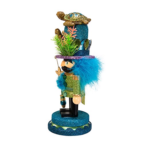 11-Inch Sea Turtle Wooden Nutcracker Tabletop Figurine with Staff