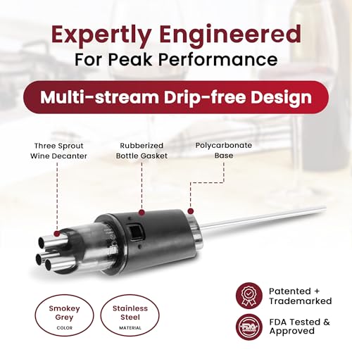 TRIBELLA Classic Wine Aerator with Multi-Stream Stainless Steel Spouts - Elegant Pouring Experience