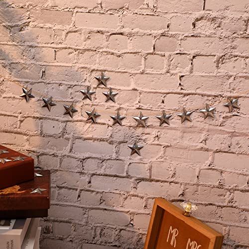 Hotop 50 Pieces Silver Metal Barn Star 1.18 Inch 3D Rustic Holiday Decor