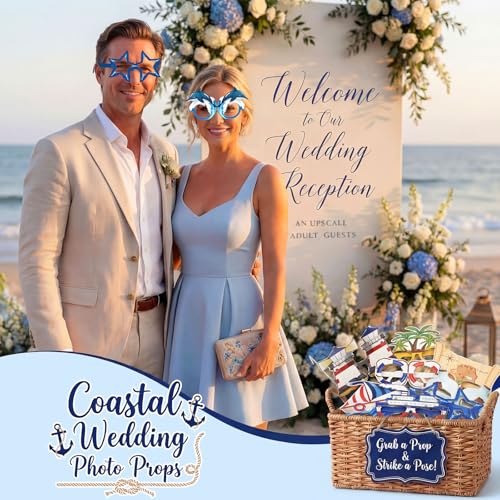 32-Piece Nautical Party Photo Booth Props Paper Eyeglasses Set