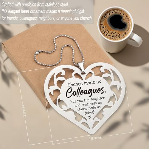 Heart Coworker Gift Ornament for Car Rearview Mirror - Friendship Keepsake