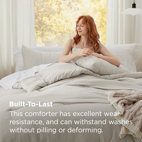 Bedsure King Comforter Set Beige Soft Prewashed All-Season Bedding