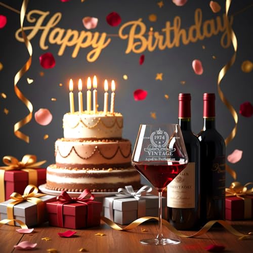 52nd Birthday Wine Glass - 16oz Crystal Stemware Gift for Women