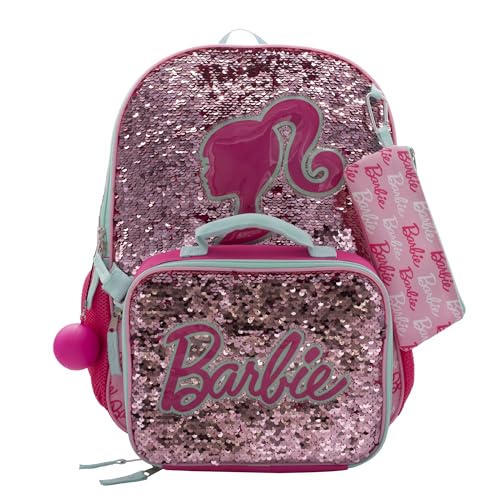 Barbie 4-Piece Flip Sequin School Backpack Set for Girls