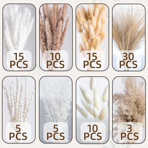 93-Piece Dried Pampas Grass Bouquet - Natural Boho Home & Wedding Decor